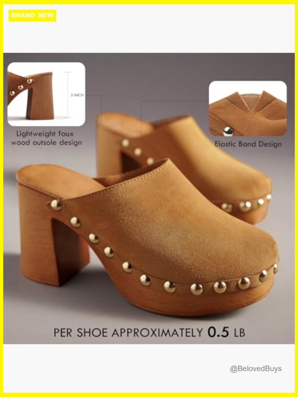 Women Platform Clogs Mules High Heel Cork Slip On Studded Closed Toe Sandals - Picture 4 of 7